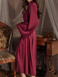  | SHEIN QING ROU Women's Elegant Satin Robe, Soft Lace Trim, Bell Sleeves, With Belt, Smooth And Comfortable, Suitable For Home Use | Night Dress | Shein | OneHub