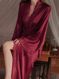  | SHEIN QING ROU Women's Elegant Satin Robe, Soft Lace Trim, Bell Sleeves, With Belt, Smooth And Comfortable, Suitable For Home Use | Night Dress | Shein | OneHub