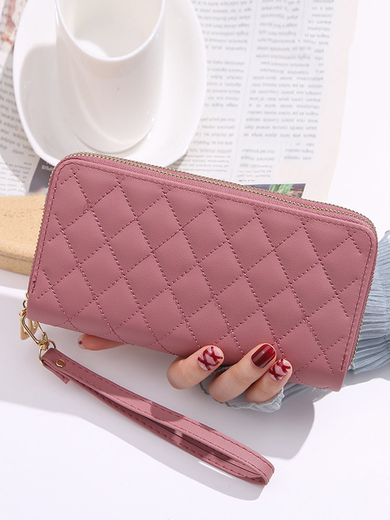  | SHEIN Quilted Detail Long Wallet With Wristlet Slim Portable | Wallet | Shein | OneHub