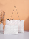  | SHEIN Quilted Twilly Scarf Decor Chain Shoulder Tote Bag With Square Bag | Bags | Shein | OneHub