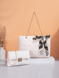 | SHEIN Quilted Twilly Scarf Decor Chain Shoulder Tote Bag With Square Bag | Bags | Shein | OneHub
