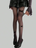 SHEIN ROMWE Fairycore 1pair Women Sheer Tights With Three Black Butterflies, For All Seasons