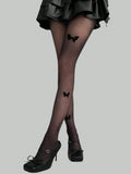 SHEIN ROMWE Fairycore 1pair Women Sheer Tights With Three Black Butterflies, For All Seasons