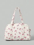  | SHEIN ROMWE Kawaii Women's Fashionable Portable Corduroy Bow & Polka Dot Print Handbag | Bags | Shein | OneHub