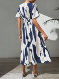  | SHEIN Rafferiza Summer Casual A-Line V-Neck Batwing Sleeve Printed Dress For Holiday Maxi Women Outfit | Dress | Shein | OneHub
