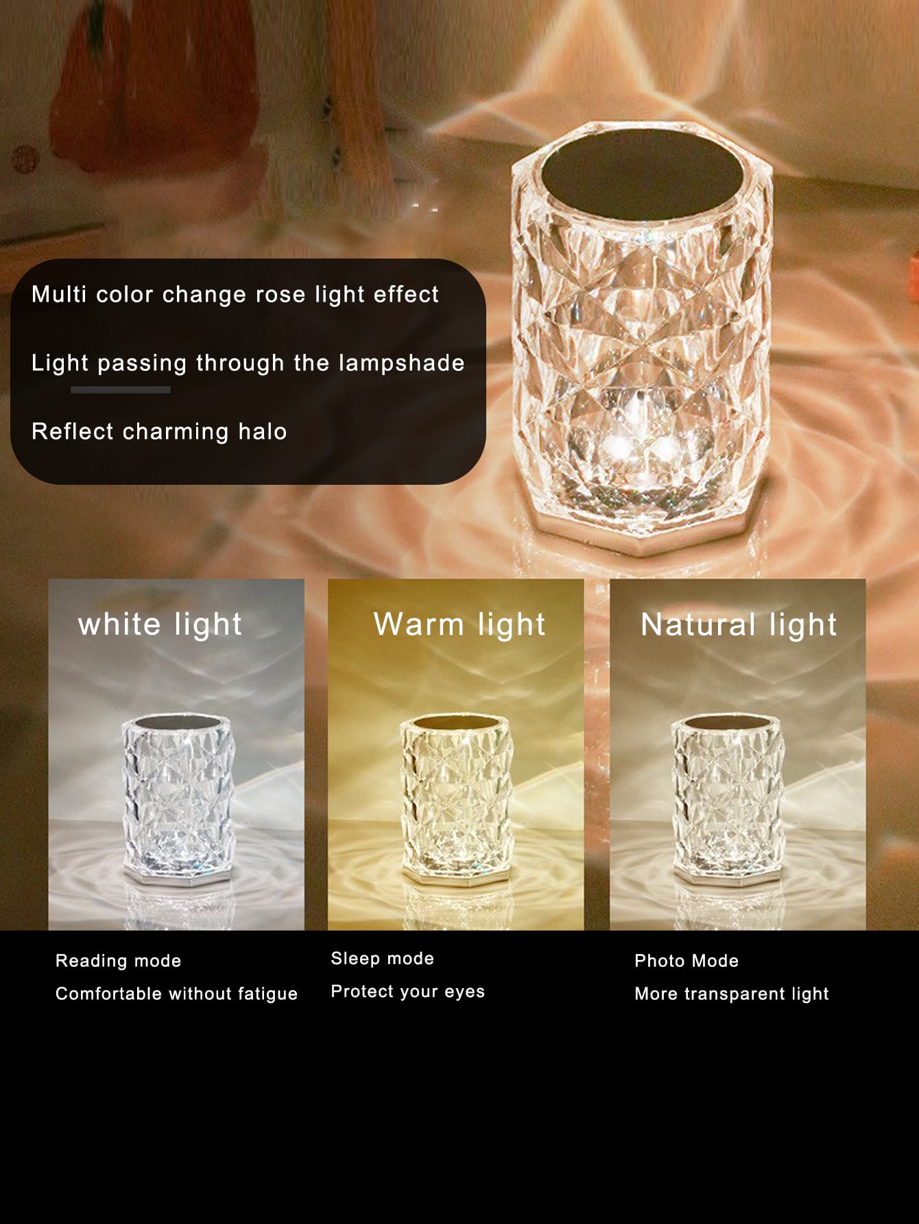  | SHEIN Rgb Dimmable Table Top Crystal Decorative Lamp | Home Decor | Shein | OneHub
