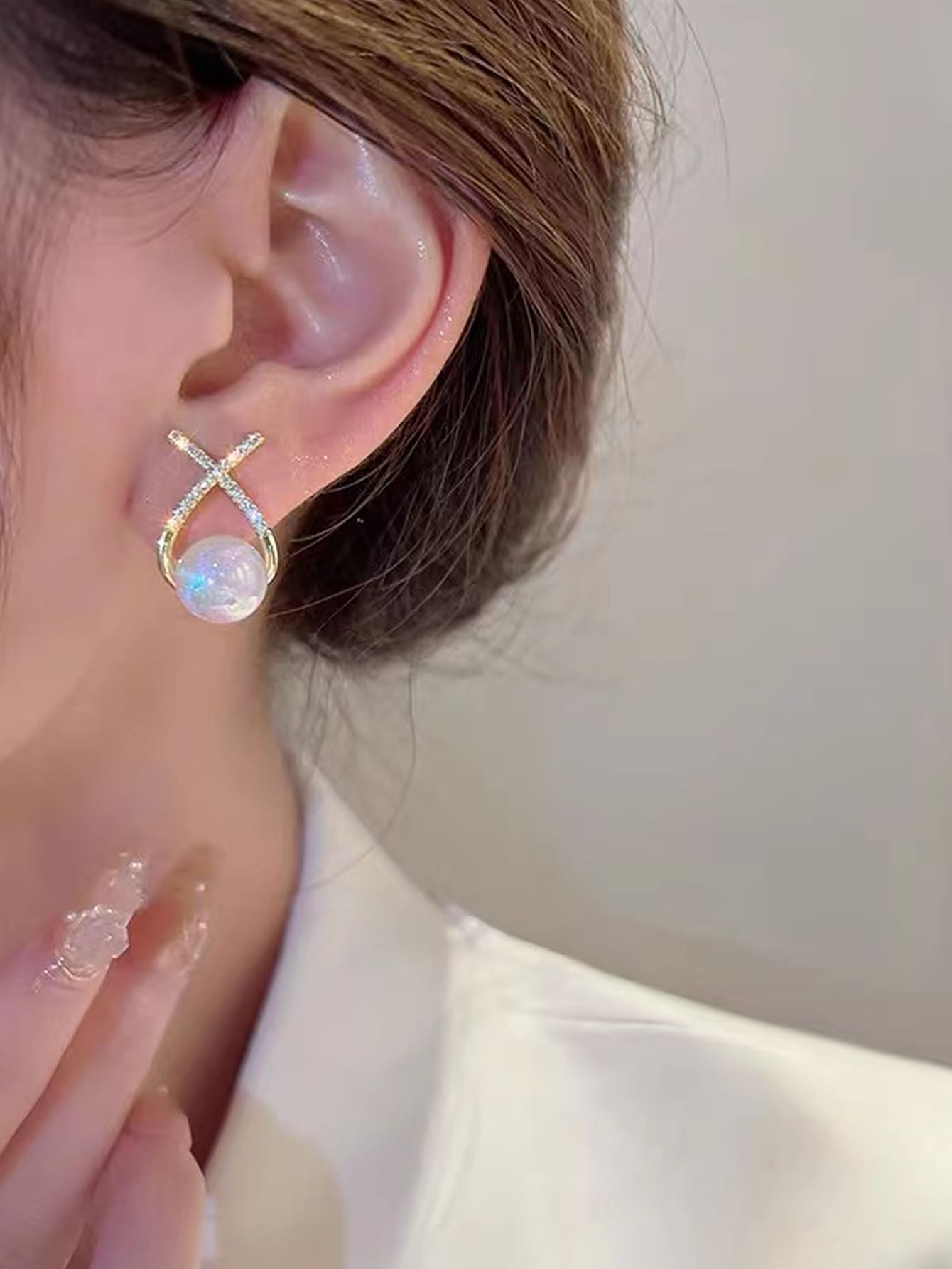  | SHEIN Rhinestone & Faux Pearl Decor Stud Earrings | Earrings | Shein | OneHub
