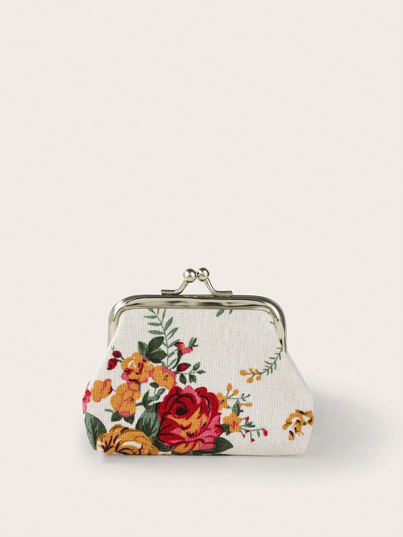  | SHEIN Rose Canvas Short Wallet 1 Clutch Fabric Women'S Floral Coin Purse Card Holder | Wallet | Shein | OneHub
