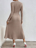 SHEIN RosyDaze Plain Color Stand Collar Long Sweater Dress, Casual Autumn/Winter Fall Cloth For Women