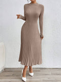 SHEIN RosyDaze Plain Color Stand Collar Long Sweater Dress, Casual Autumn/Winter Fall Cloth For Women