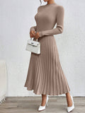 SHEIN RosyDaze Plain Color Stand Collar Long Sweater Dress, Casual Autumn/Winter Fall Cloth For Women