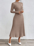 SHEIN RosyDaze Plain Color Stand Collar Long Sweater Dress, Casual Autumn/Winter Fall Cloth For Women
