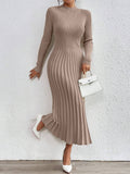 SHEIN RosyDaze Plain Color Stand Collar Long Sweater Dress, Casual Autumn/Winter Fall Cloth For Women
