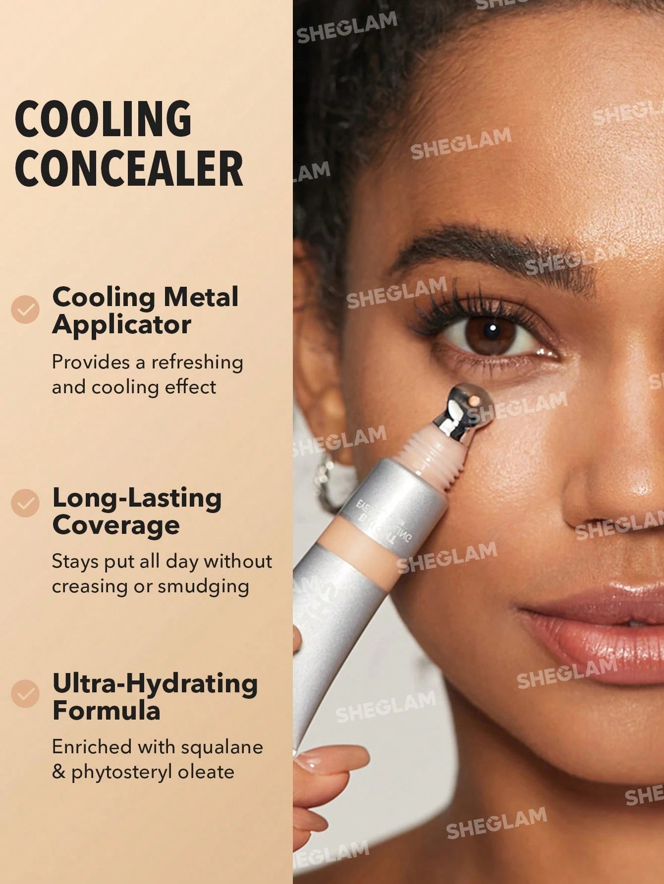  | SHEGLAM Bright Eyes Cooling Concealer-Nude Cooling Metal Applicator Matte Liquid Concealer Long Lasting Coverage | Brush | SheGlam | OneHub