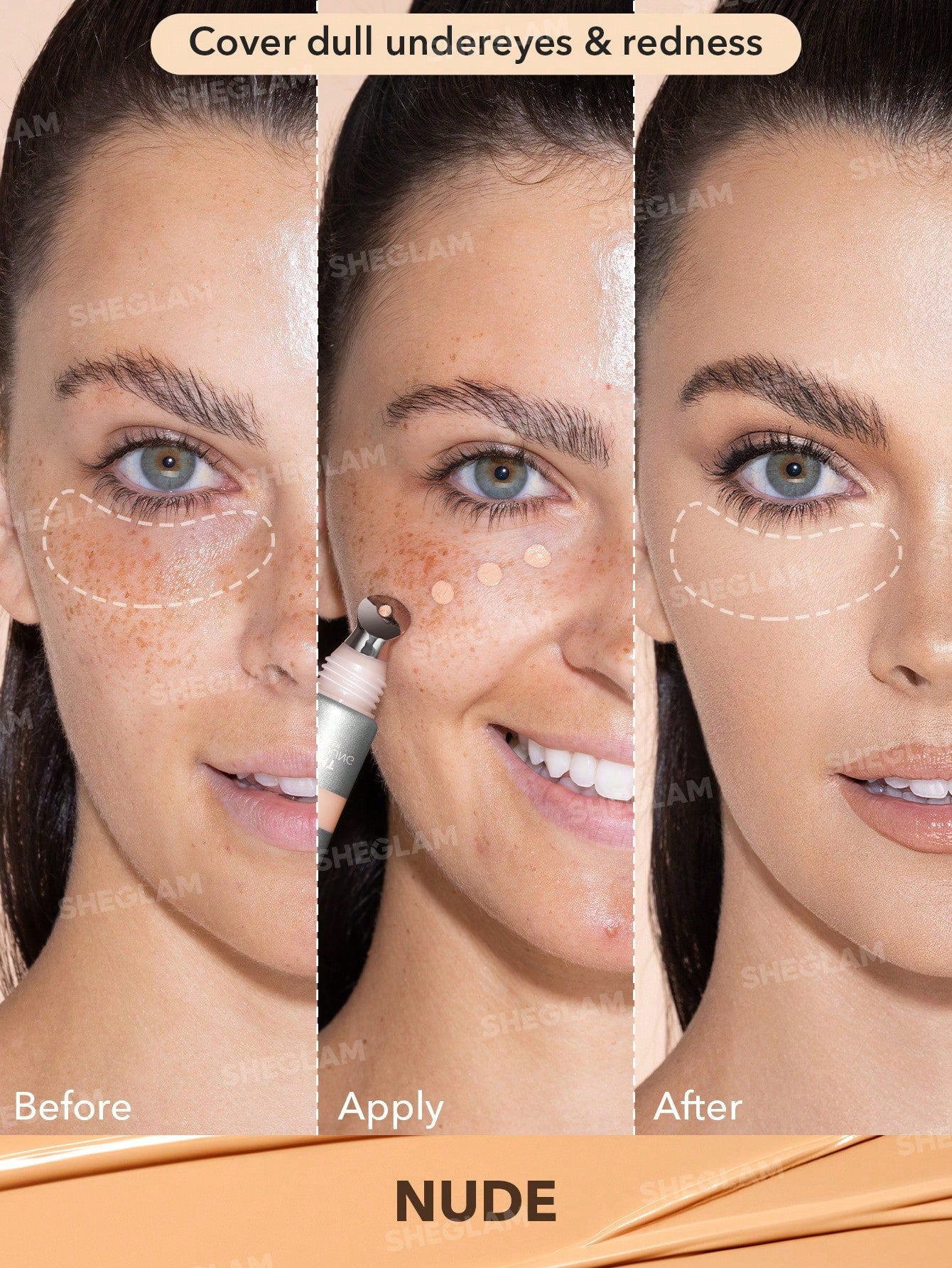  | SHEGLAM Bright Eyes Cooling Concealer-Nude Cooling Metal Applicator Matte Liquid Concealer Long Lasting Coverage | Brush | SheGlam | OneHub