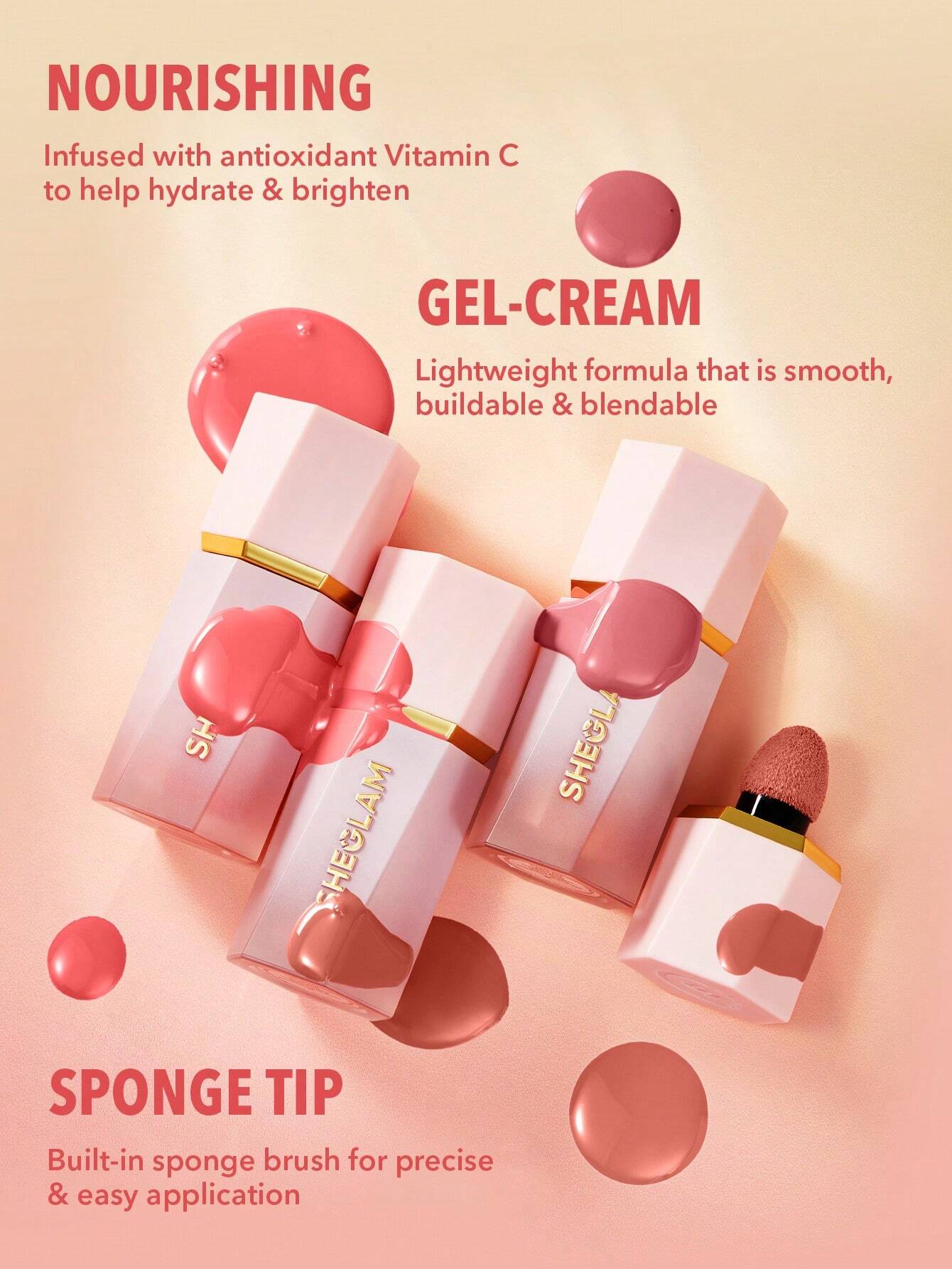  | SHEGLAM Color Bloom Liquid Blush-Hot Topic Liquid Blush Liquid Waterproof Long Lasting High Pigment Non-Fading Natural Lasting Glow Lightweight Face Makeup | Brush | SheGlam | OneHub