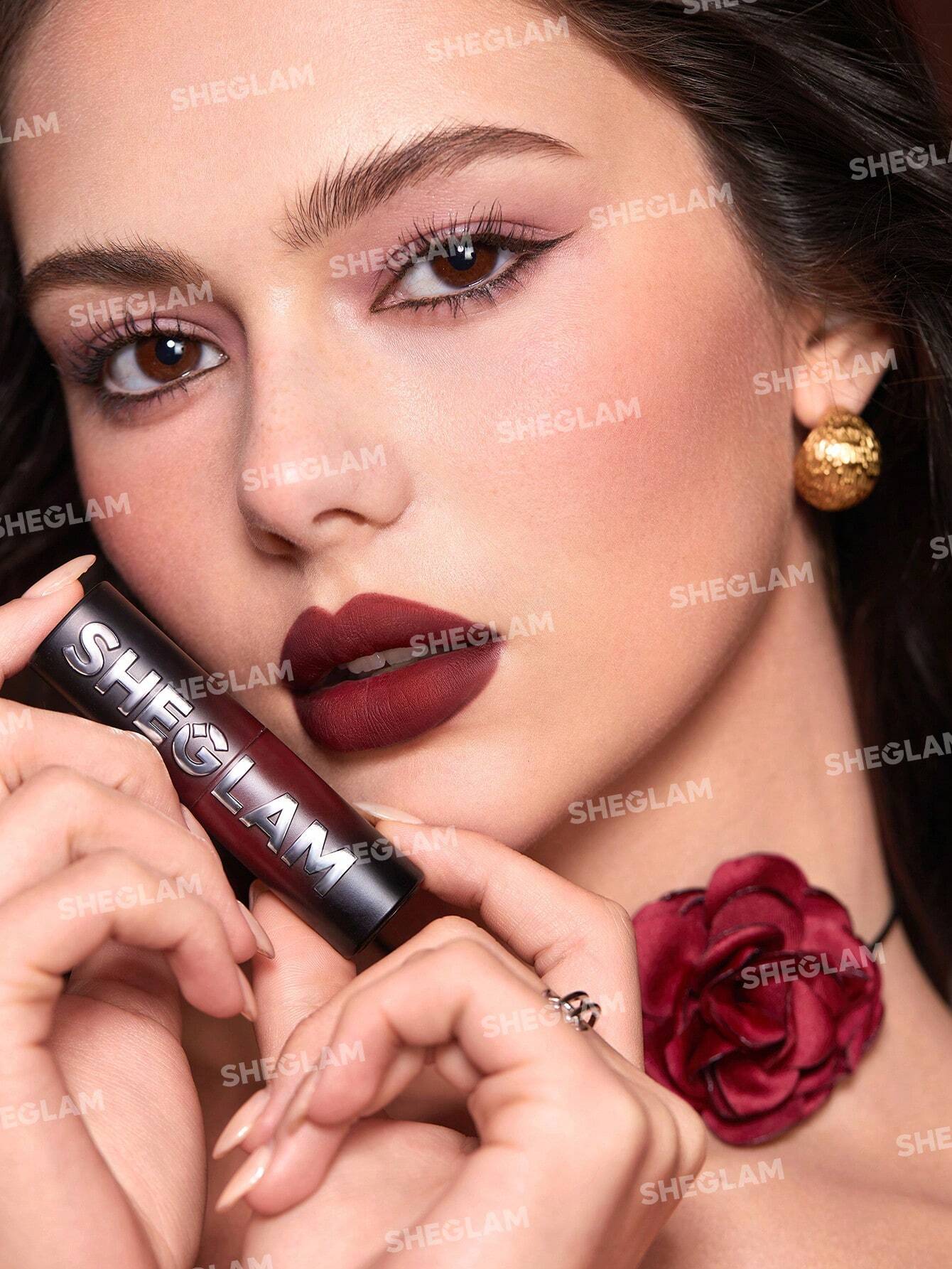  | SHEGLAM Dynamatte Boom Long-Lasting Matte Lipstick (Ember Rose Ver.)-My Beloved Valentines Gift Red Lipstick Lightweight Color Non-Transfer Creamy-Matte Lip Makeup | Brush | SheGlam | OneHub