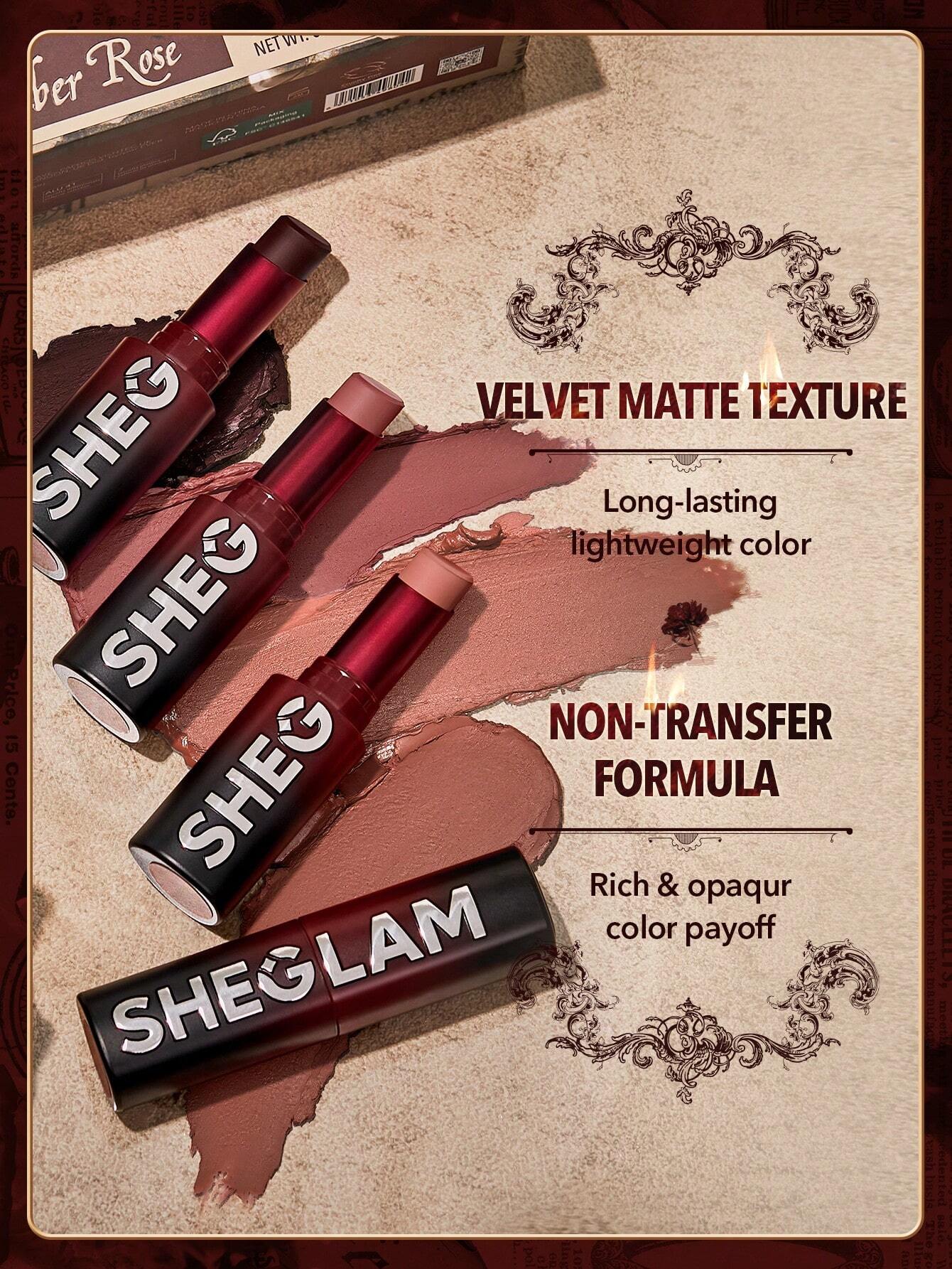  | SHEGLAM Dynamatte Boom Long-Lasting Matte Lipstick (Ember Rose Ver.)-My Beloved Valentines Gift Red Lipstick Lightweight Color Non-Transfer Creamy-Matte Lip Makeup | Brush | SheGlam | OneHub