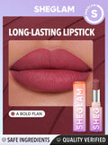SHEGLAM Dynamatte Boom Long Lasting Matte Lipstick-A Bold Plan 20 Colors Creamy Matte Waterproof Lipstick Amazing Non-Stick Cup Transfer-Proof Lipstick Black Friday Sale Gift Pink Lipstick