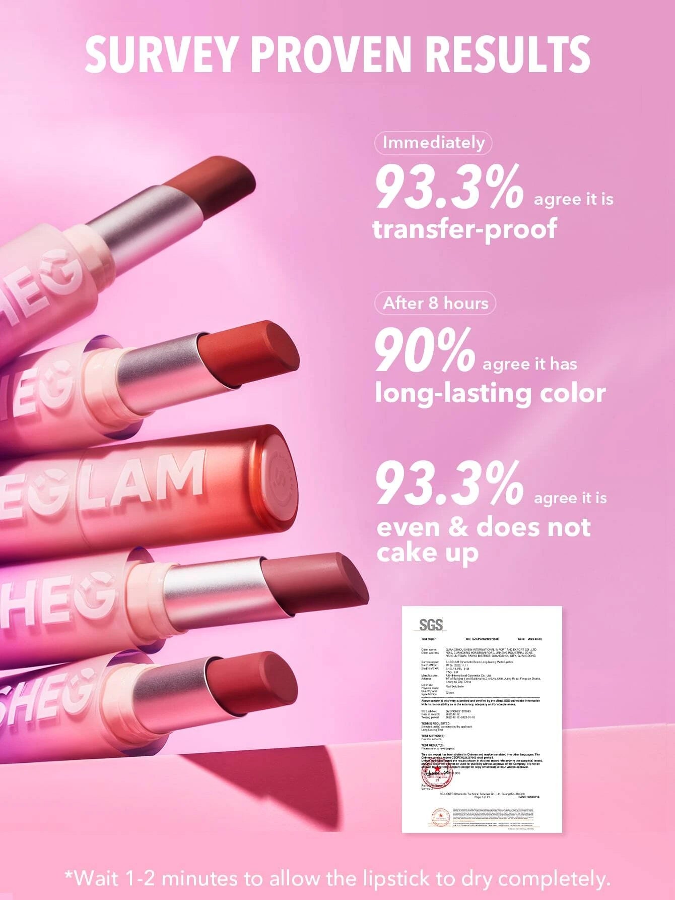  | SHEGLAM Dynamatte Boom Long Lasting Matte Lipstick-High Key 20 Colors Creamy Matte Waterproof Lipstick Amazing Non-Stick Cup Transfer-Proof Lipstick | Brush | SheGlam | OneHub
