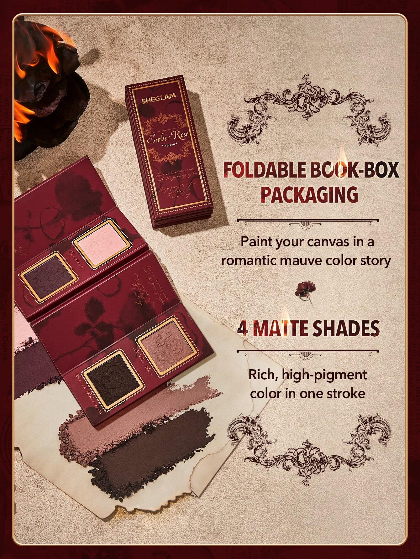  | SHEGLAM Ember Rose Burning Devotion Color Palette 4 Colors Valentines Gift Eyeshadow Palette Creamy Matte Long-Lasting High Pigment Vegan Eyeshadow | Makeup | SheGlam | OneHub
