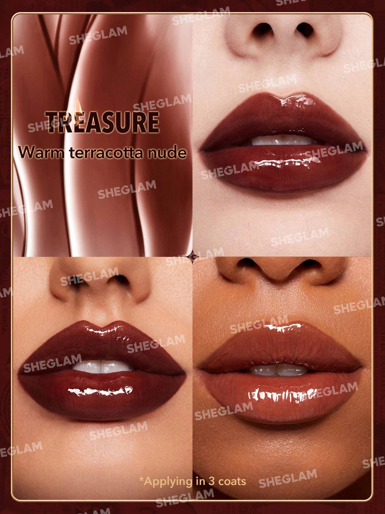  | SHEGLAM Ember Rose Immortal Love Nourishing Lip Gloss-Treasure Valentines Gift Red Brown Liquid Lipstick High Shine Finish Ultra Moisturizing Lip Glaze Luminous Shine Non-Sticky Li Makeup | Makeup | SheGlam | OneHub