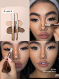 SHEGLAM Fine Line 2-In-1 Nose Contour & Highlight Pen-Umber 2-Color Contour Stick Non-Greasy Long Lasting Natural Highlighter Dual-Use Multi-Use Sculpt Smoothes Fine Lines Creamy