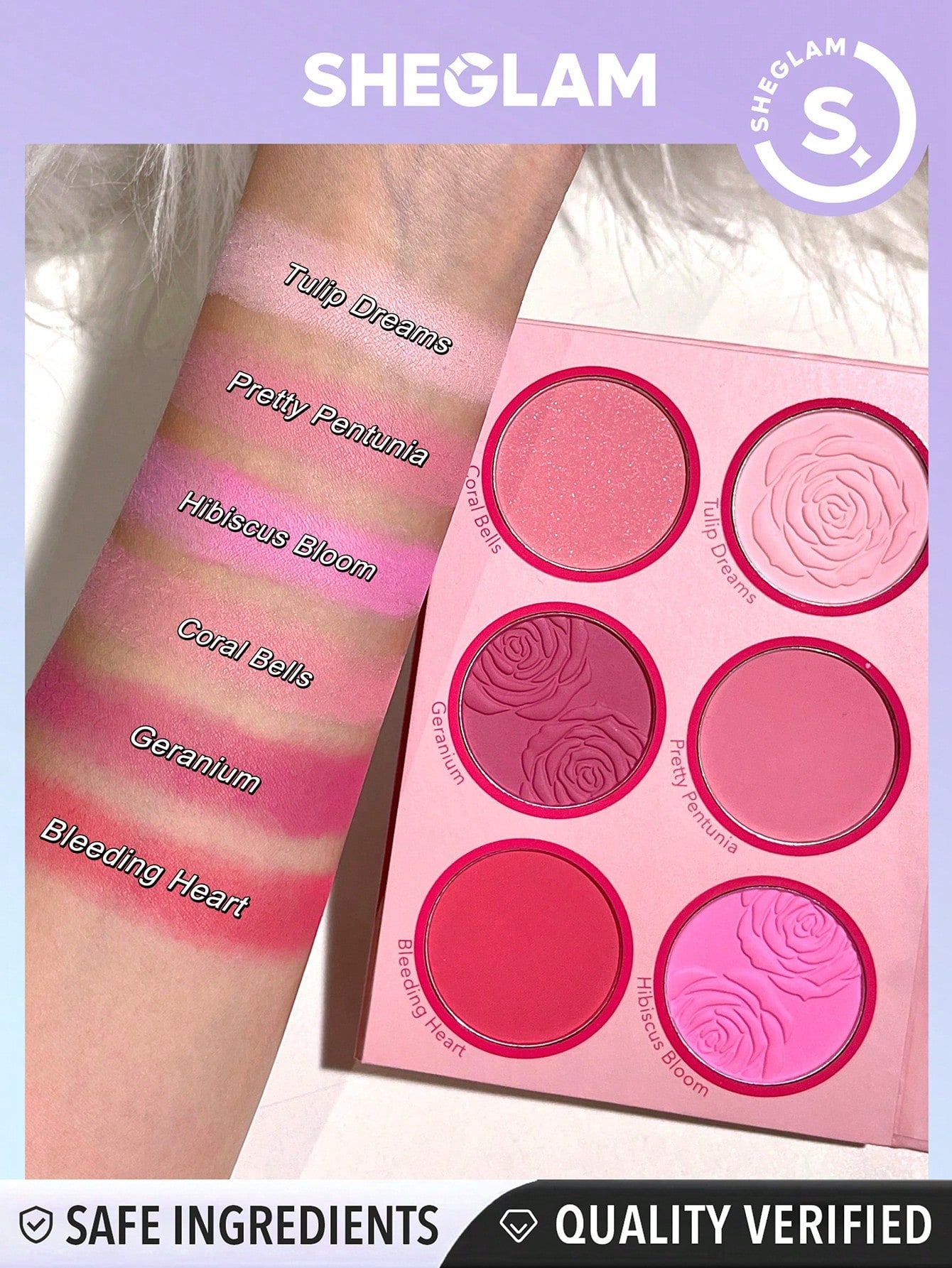  | SHEIN SHEGLAM Floral Flush Blush Palette | Brush | SheGlam | OneHub
