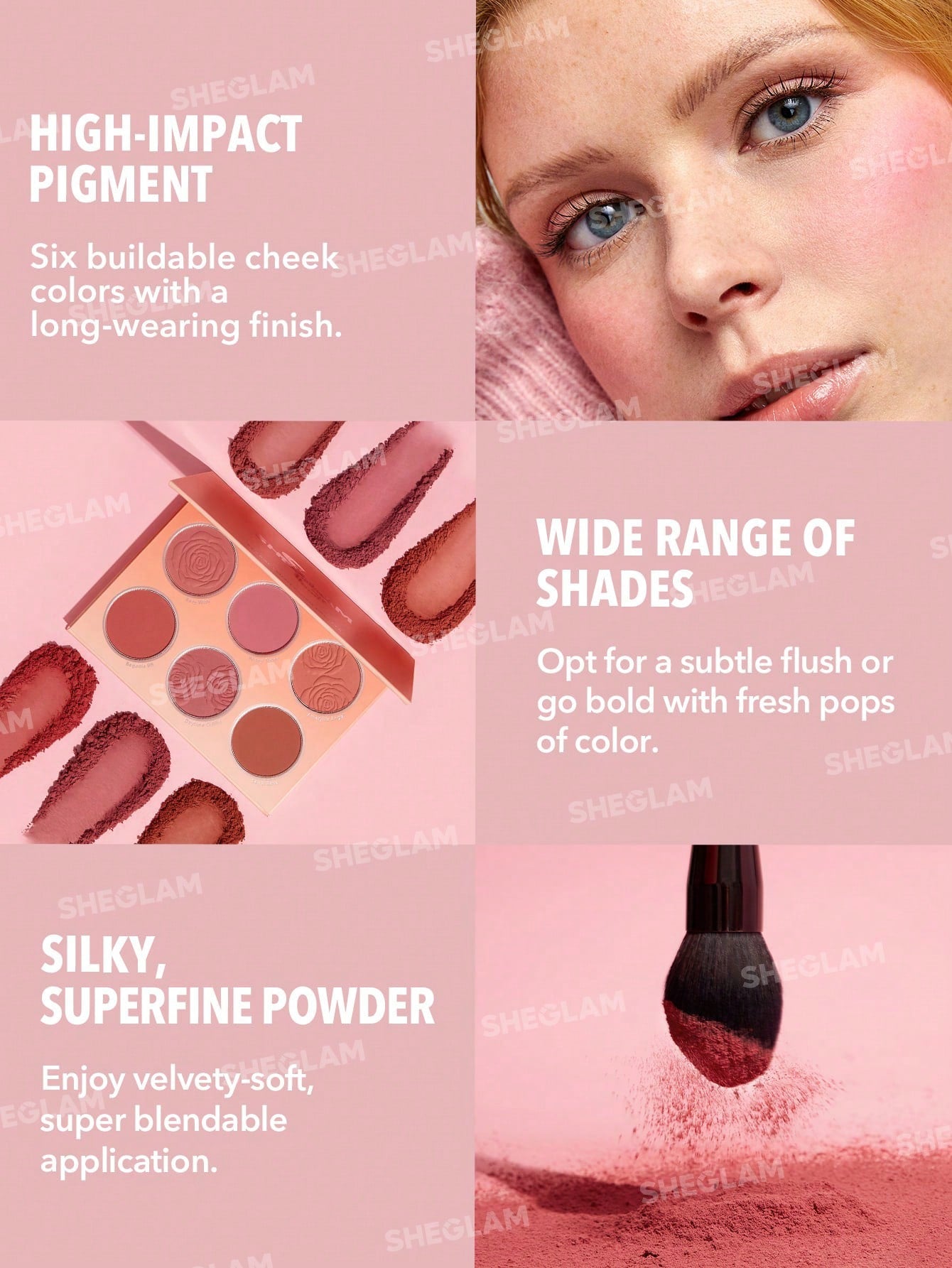  | SHEIN SHEGLAM Floral Flush Blush Palette | Brush | SheGlam | OneHub