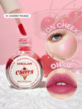SHEGLAM For The Flush Lip & Cheek Tint-Cherry Picked Long-Lasting Matte Finish Lip Tint Easy-To-Use Lightweight Blush Moisturizing Lip Stain Liquid Lipstick Pink Purple Liquid Lipstick