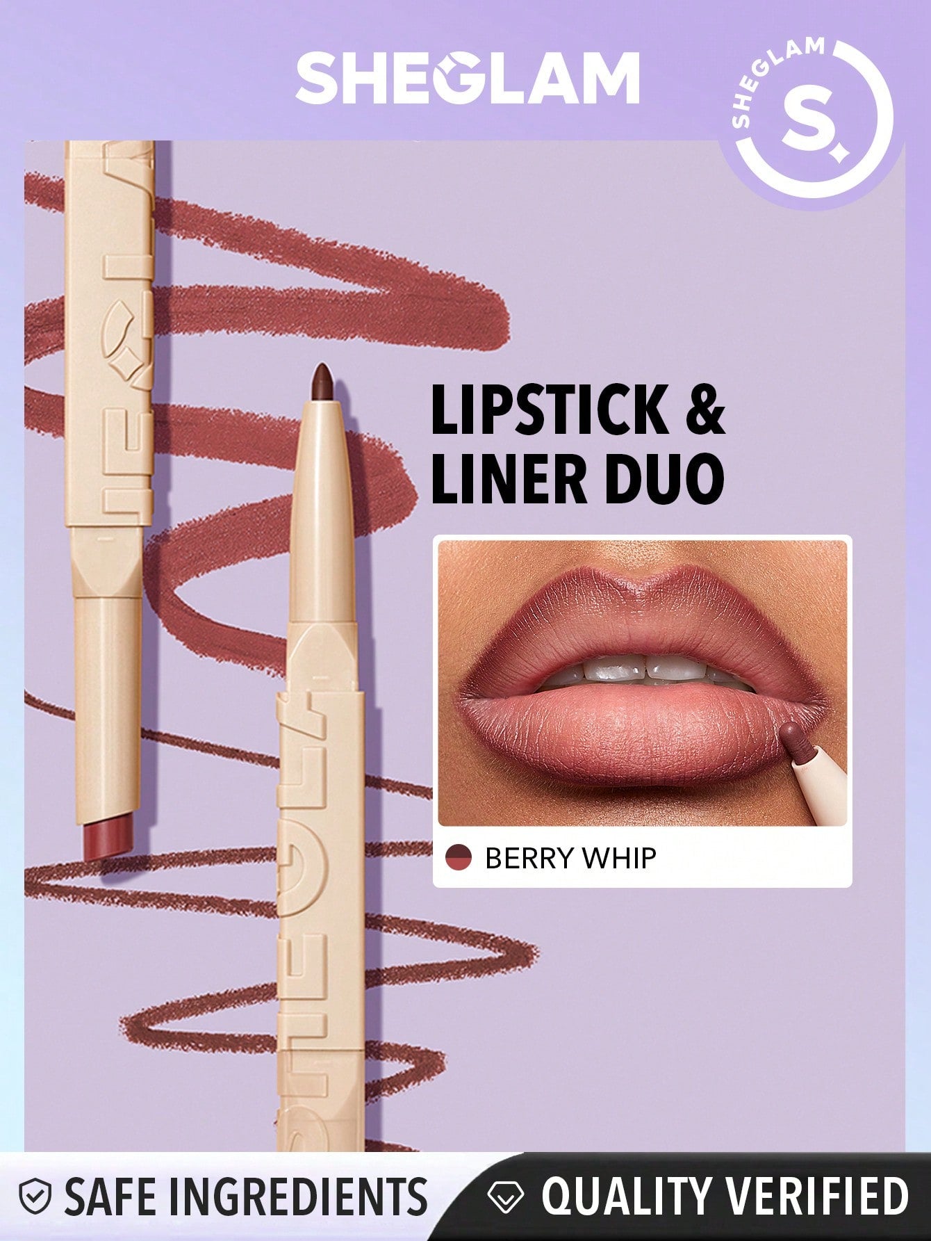  | SHEIN SHEGLAM Glam 101 Lipstick & Liner Duo | Brush | SheGlam | OneHub