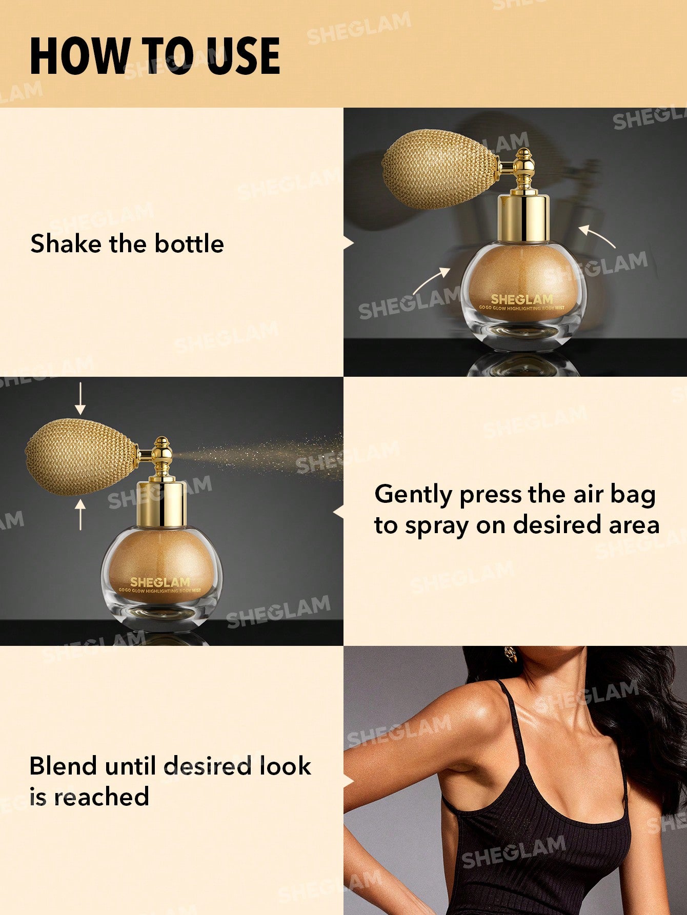  | SHEIN SHEGLAM Go Go Glow Highlighting Body Mist | Brush | SheGlam | OneHub