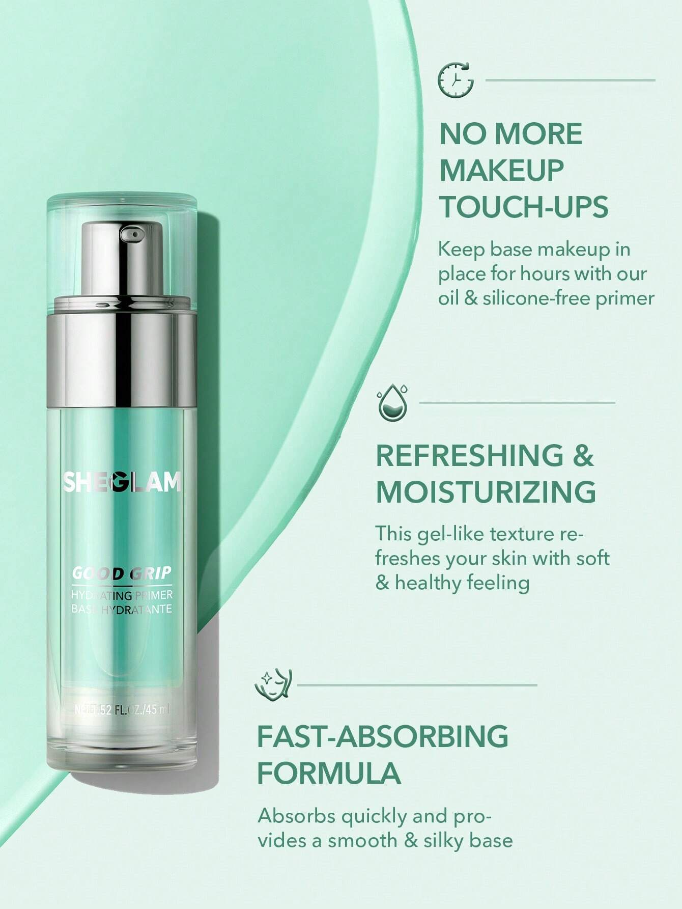  | SHEGLAM Good Grip Hydrating Primer Oil Control Moisturizing Primer Gel Smooth Fine Lines Oil And Silicone-Free Face Primer Black Friday Winter Summer Primer | Makeup | SheGlam | OneHub