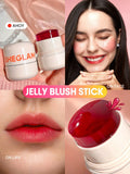SHEGLAM Jelly-Licious Hydrating Lip & Blush Tint-Ahoy 4 Colors Watery Blush Stick Long Lasting Pigment Dual-Use Natural Pigment Jelly Texture Face Makeup