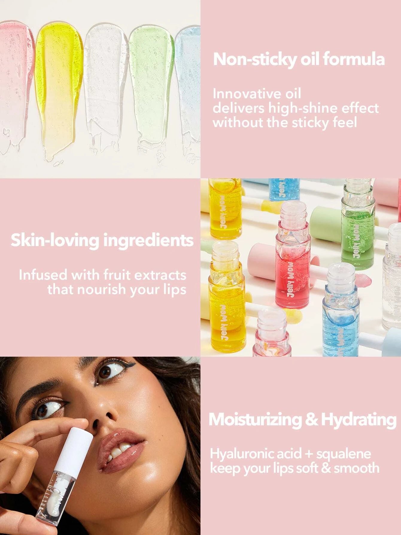  | SHEGLAM Jelly Wow Hydrating Lip Oil-Berry Involved  Moisturizing Clear Lip Gloss Plumping Non-Sticky Lip Care High Shine Finish Nourishing Strawberry Extract Liquid Lip Cosmetics | Makeup | SheGlam | OneHub