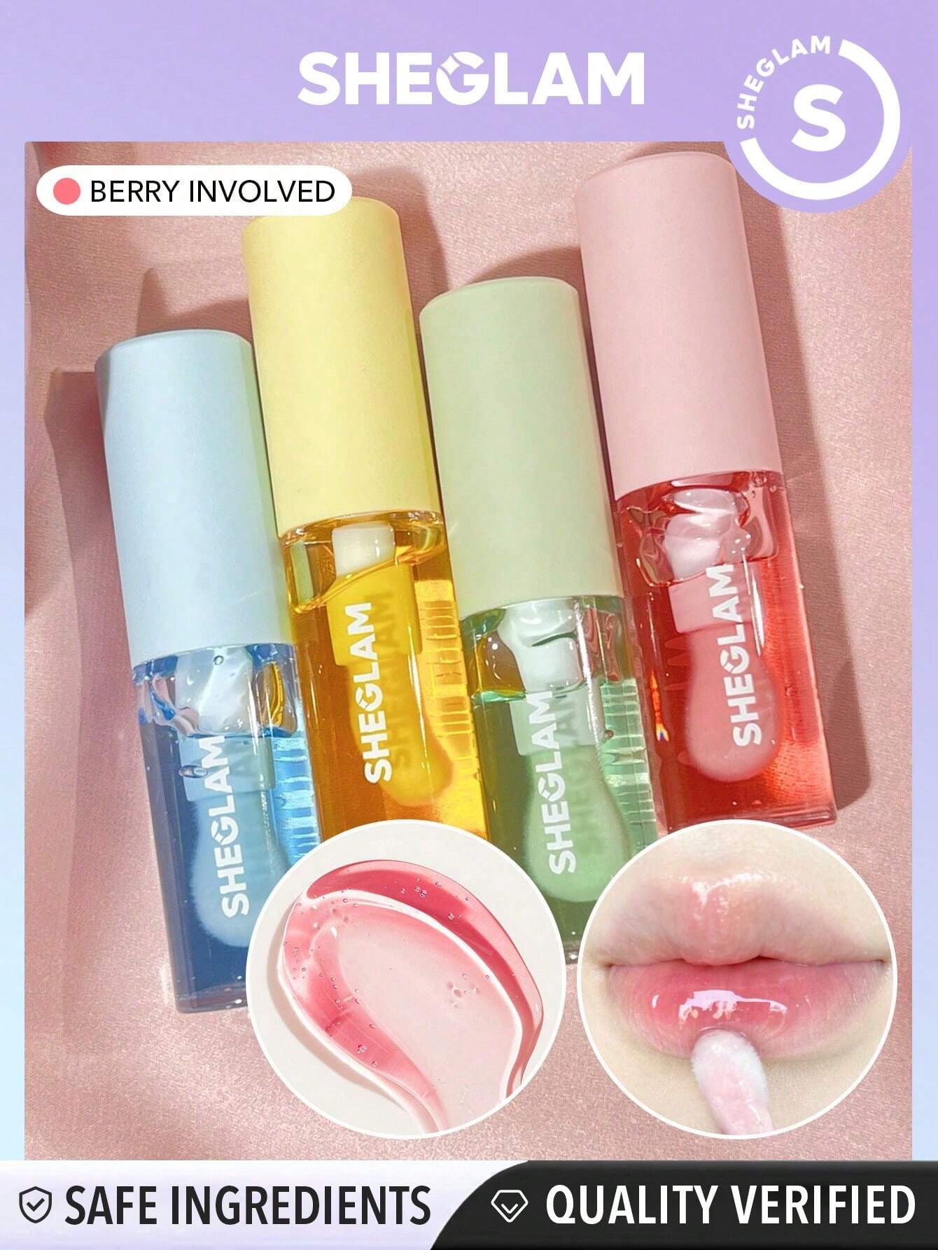  | SHEGLAM Jelly Wow Hydrating Lip Oil-Berry Involved  Moisturizing Clear Lip Gloss Plumping Non-Sticky Lip Care High Shine Finish Nourishing Strawberry Extract Liquid Lip Cosmetics | Makeup | SheGlam | OneHub