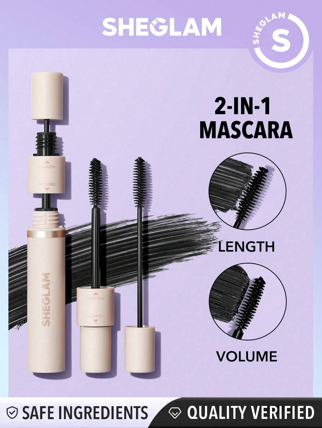  | SHEGLAM Lash Besties 2-In-1 Mascara Volumizing Double Head Brush Easy To Remove No Smudge Long-Lasting Define Thick Lengthening Volume Big Eyes Mascara | Makeup | SheGlam | OneHub