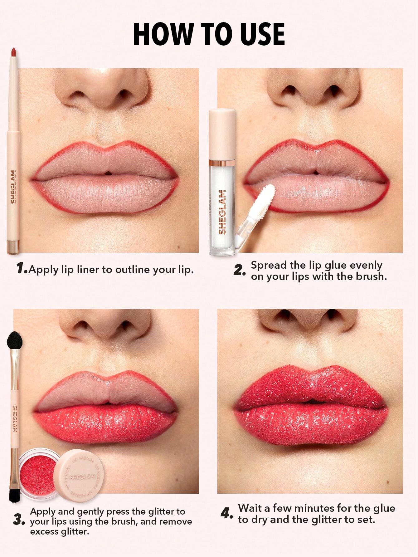  | SHEGLAM Lip Dazzler Glitter Kit-Center Stage Long-Lasting Glitter Lip Gloss Sexy Super Stay Non-Sticky Shiny Liquid Kit Liquid Lipstick Pink Y2K Rosa Liquid Lipstick | Makeup | SheGlam | OneHub