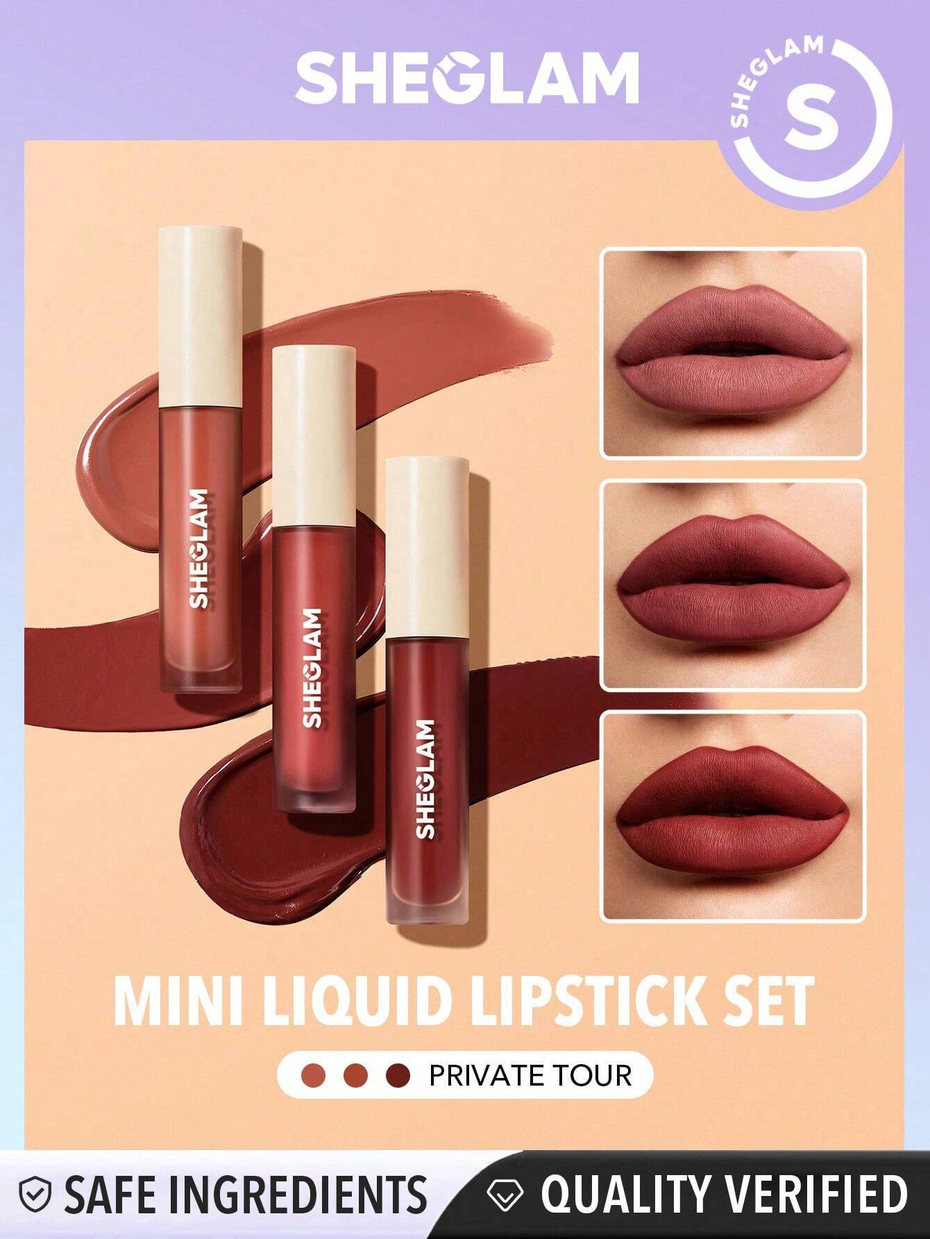  | SHEGLAM Matte Allure Mini Liquid Lipstick Set-Private Tour 3 Pcs/Set Long Lasting  Lipstick Nourishing Sunflower Oil Reduce Lip Fine Lines Liquid Lipstick Travel Set Black Friday Party Liquid Lipstick | Makeup | SheGlam | OneHub