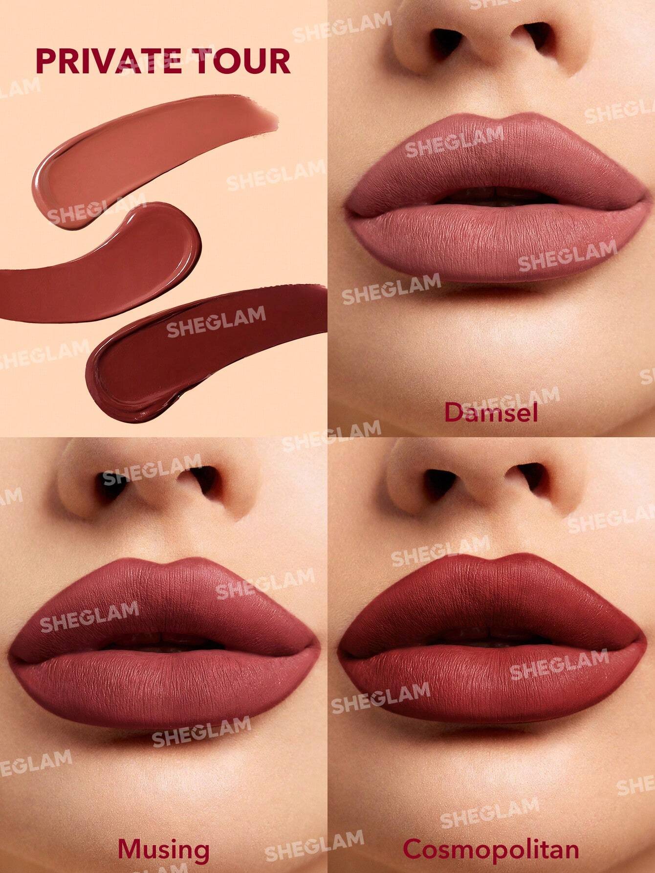  | SHEGLAM Matte Allure Mini Liquid Lipstick Set-Private Tour 3 Pcs/Set Long Lasting  Lipstick Nourishing Sunflower Oil Reduce Lip Fine Lines Liquid Lipstick Travel Set Black Friday Party Liquid Lipstick | Makeup | SheGlam | OneHub
