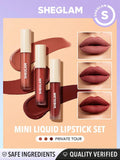 SHEGLAM Matte Allure Mini Liquid Lipstick Set-Private Tour 3 Pcs/Set Long Lasting  Lipstick Nourishing Sunflower Oil Reduce Lip Fine Lines Liquid Lipstick Travel Set Black Friday Party Liquid Lipstick