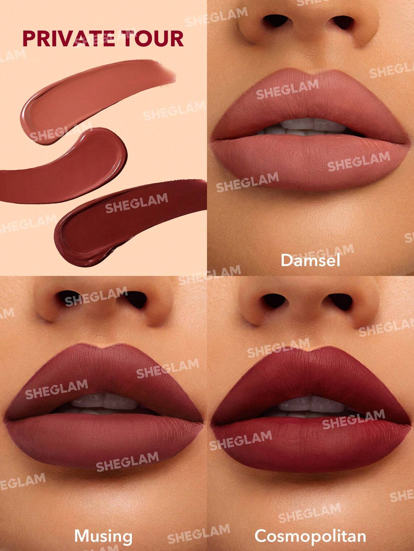  | SHEGLAM Matte Allure Mini Liquid Lipstick Set-Private Tour 3 Pcs/Set Long Lasting  Lipstick Nourishing Sunflower Oil Reduce Lip Fine Lines Liquid Lipstick Travel Set Black Friday Party Liquid Lipstick | Makeup | SheGlam | OneHub