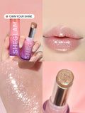 SHEGLAM Mirror Kiss High-Shine Lipstick-Own Your Shine 12 Colors High Gloss Shine Glitter Lipstick Moisturizing Reduce Lip Fine Lines Lip Balm Lip