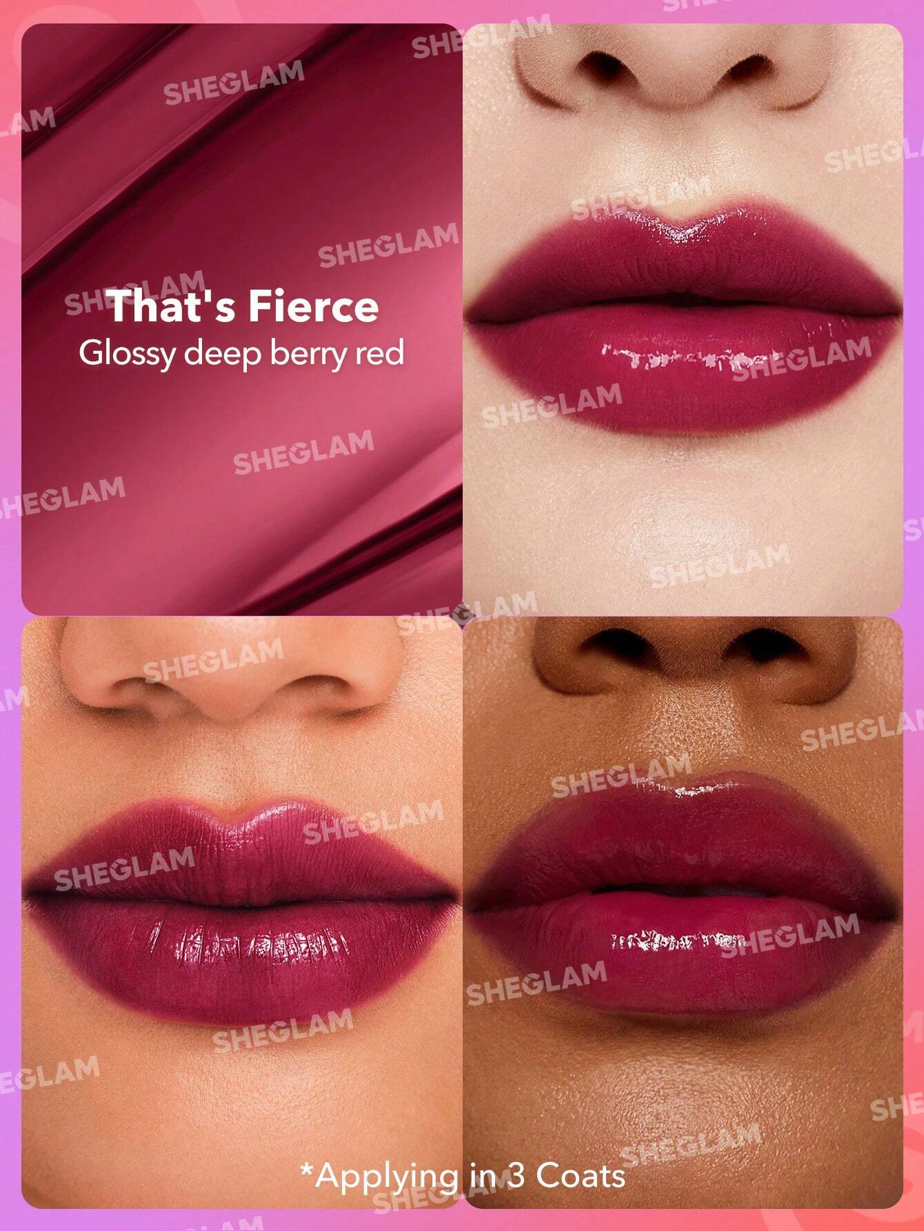 SHEGLAM Mirror Kiss High-Shine Lipstick-That'S Fierce 12 Colors High Gloss Shine Glitter Lipstick