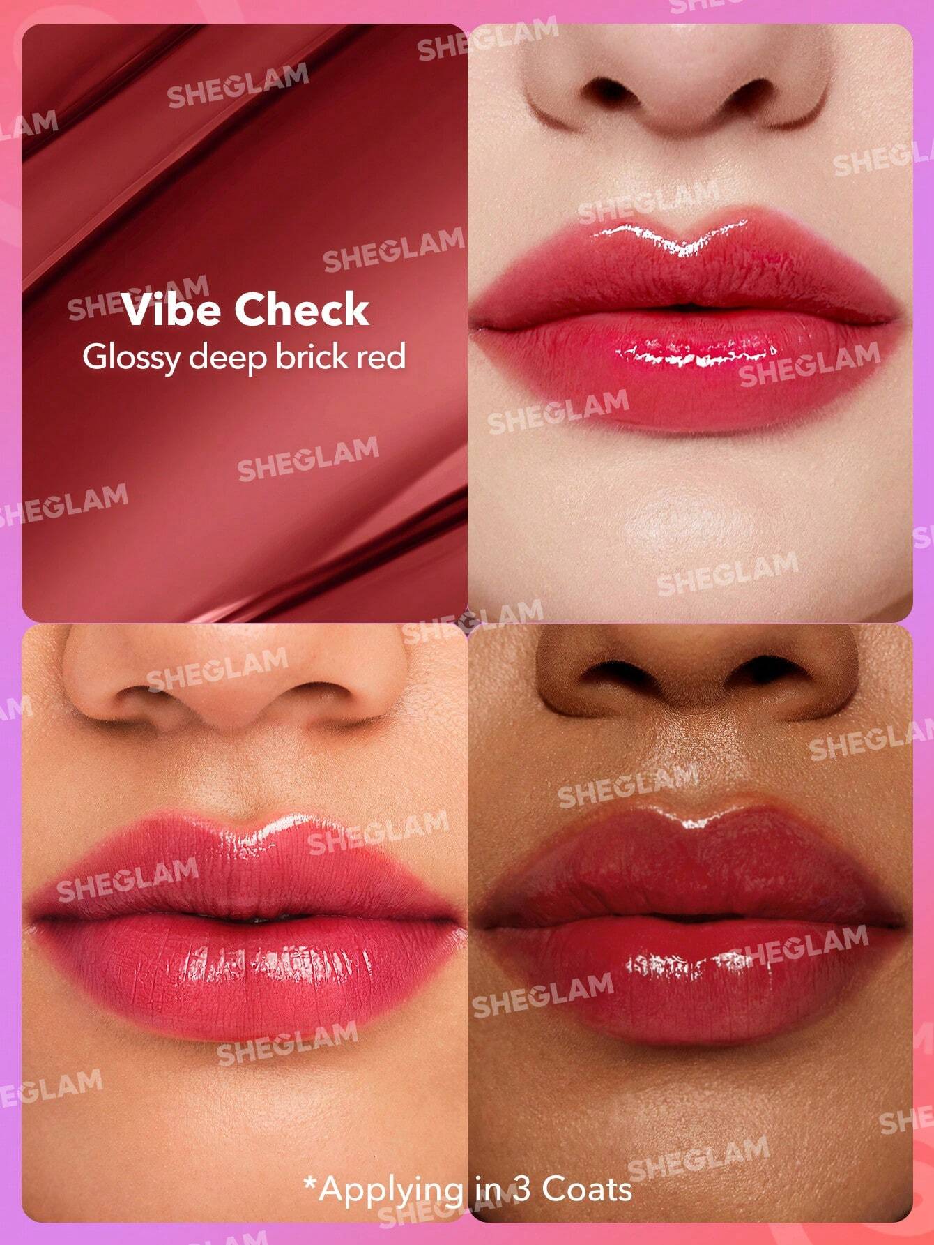  | SHEGLAM Mirror Kiss High-Shine Lipstick-Vibe Check 12 Colors High Gloss Shine Glitter Lipstick Moisturizing Reduce Lip Fine Lines Lip Balm Lip Makeup | Makeup | SheGlam | OneHub