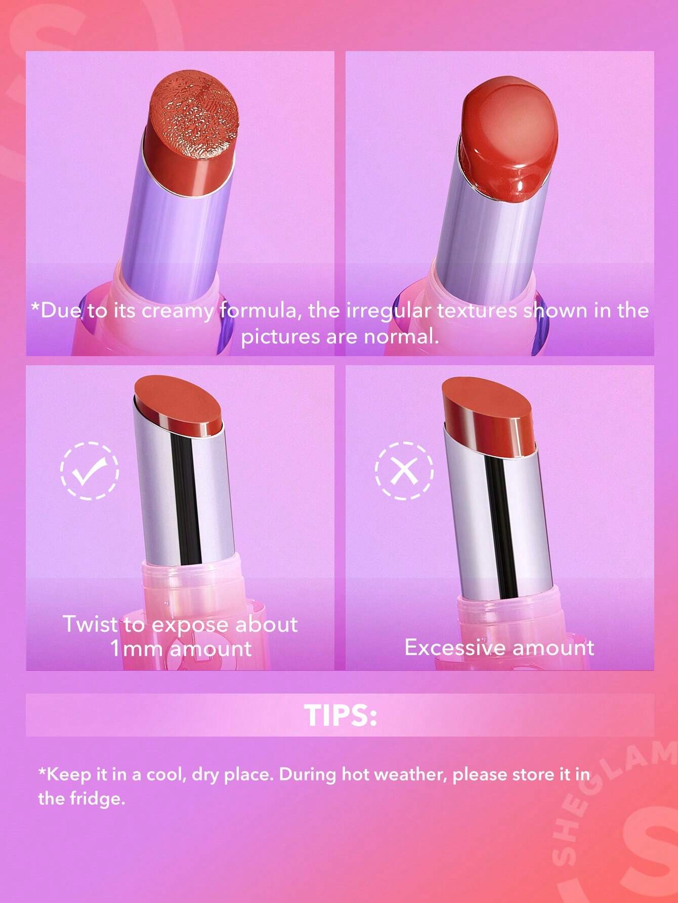  | SHEGLAM Mirror Kiss High-Shine Lipstick-Vibe Check 12 Colors High Gloss Shine Glitter Lipstick Moisturizing Reduce Lip Fine Lines Lip Balm Lip Makeup | Makeup | SheGlam | OneHub