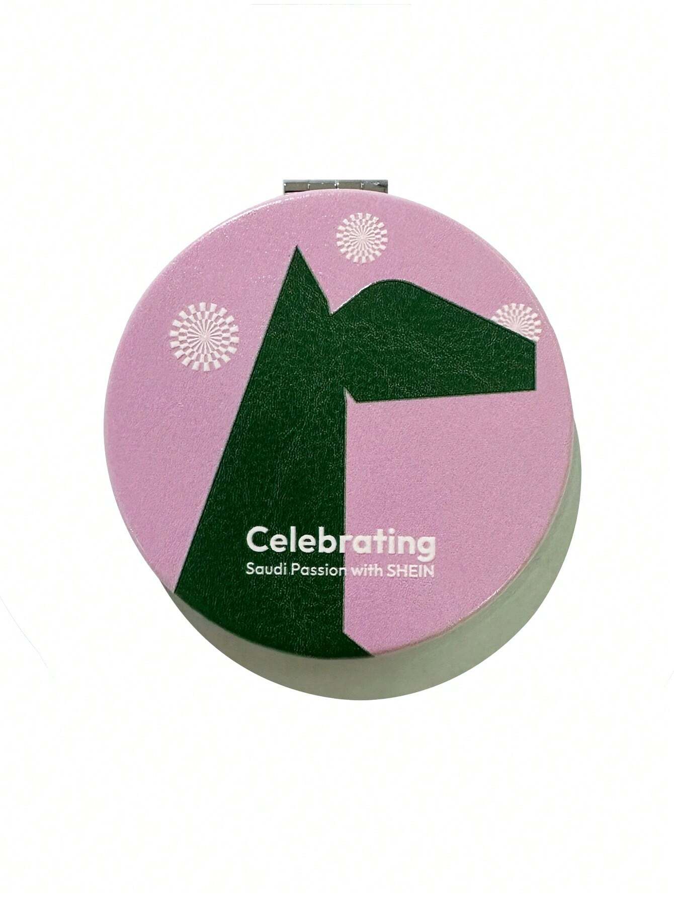 SHEIN 1pc Contrast Color Print Round Mirror