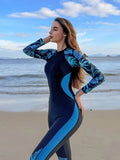  | SHEIN 1pc Women's Tropical Plant Printed Long Sleeve Zip Half Placket Rash Guard Jumpsuit For Sun Protection | Jumpsuit | Shein | OneHub