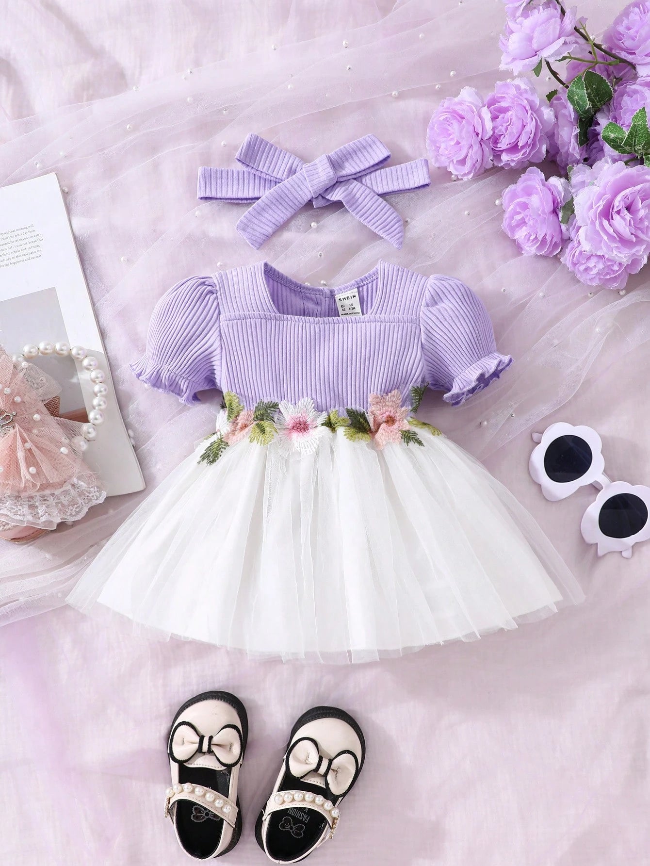  | SHEIN 2pcs/Set Newborn Short Sleeve Dress + Headband | Dress | Shein | OneHub