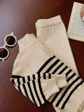 SHEIN 2pcs Set Baby Boy/Girl Casual Sports Chic Preppy All-Match Solid Color Polo Collar Half-Zip Sweater & White Knitted Pants Suit,In Fall/Winter